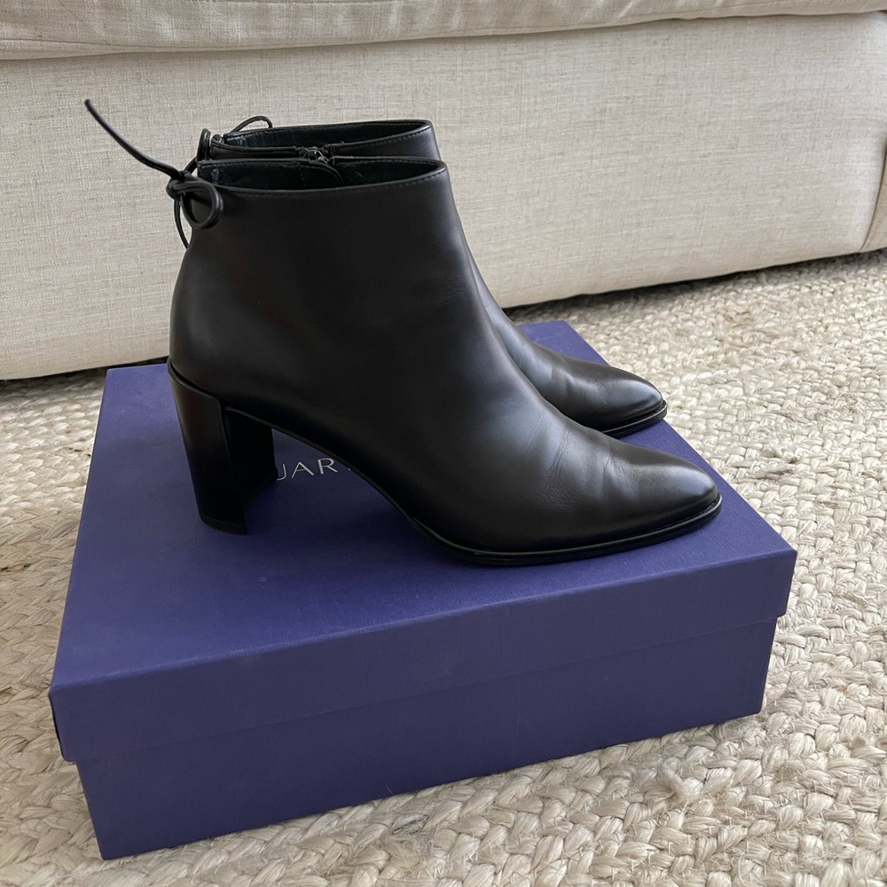 Stuart Weitzman Leather Lofty Boots Black Booties